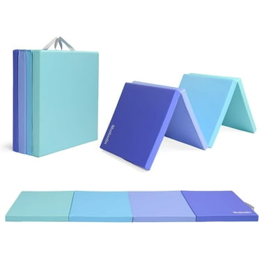 Matladin 8 FT Folding Gymnastics Gym Exercise Aerobics Mat, 8’x 2’ x 2” PU Leather Tumbling Mats for Stretching Yoga Cheerleading Martial Arts, Play