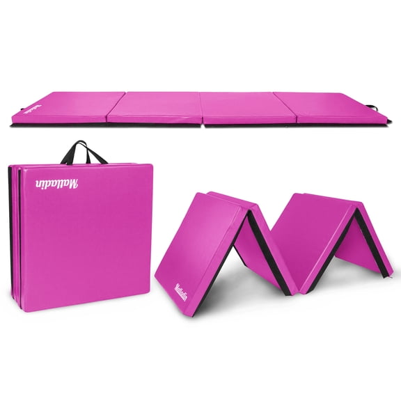 Matladin 8' Folding Gymnastics Gym Exercise Aerobics Mat, 8ft x 2ft x 2in PU Leather Tumbling Mats(Purple)