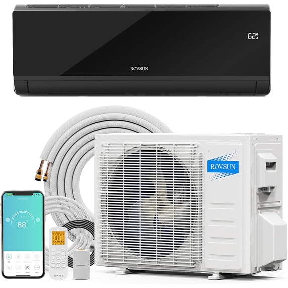 Matladin 9000 BTU Mini Split Air Conditioner & Heater, 19 SEER2 115V Inverter, Ductless Wall AC Unit with Heat Pump & Installation Kit, Black