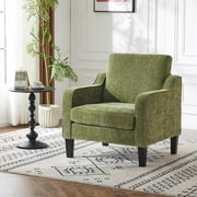 Matladin Chenille Fabric Accent Chair with Scooped Arms, Mid Century Modern Upholstered Armchair, Single Sofa for Living Room, Apartment, Office