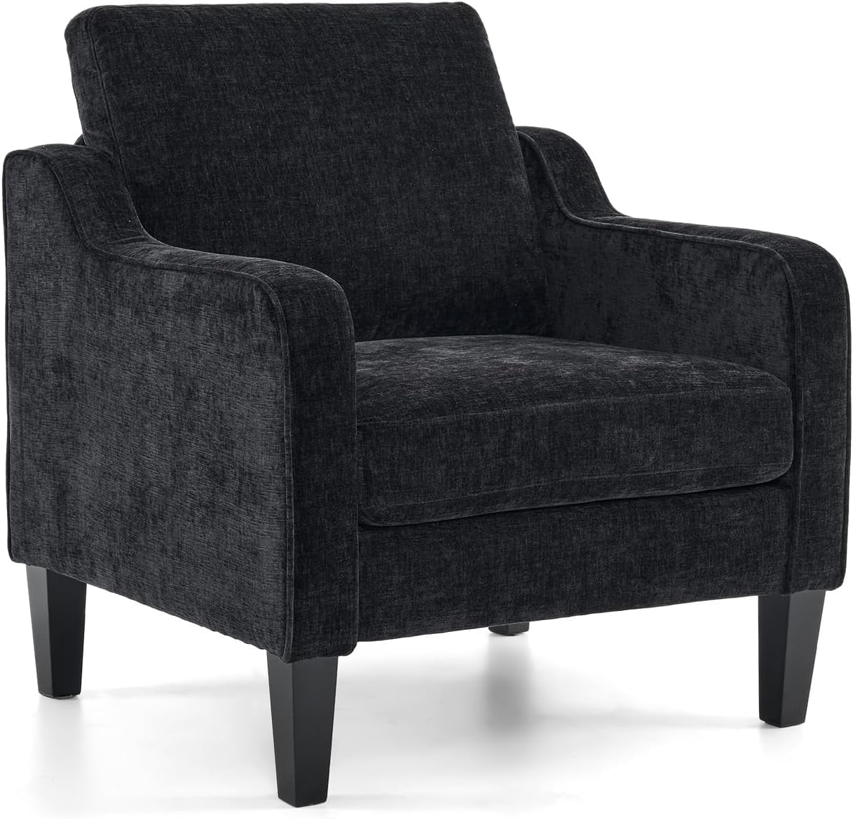 Matladin Chenille Fabric Accent Chair with Scooped Arms, Mid Century Modern Upholstered Armchair, Single Sofa for Living Room, Apartment, Office