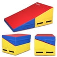 thumbnail image 1 of JOYMOR Gymnastics Cheese Wedge Incline Mat, Small Size 32.7"x 23.6"x 13.4" Gym Fitness Tumbling Skill Shape Mat for Kids Girls Skill Training Exercise, Red+Yellow+Blue, 1 of 6