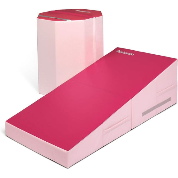 Matladin Gymnastics Mat Set, Incline Gymnastics Mat, 48"x24"x14" and Octagon Mat 24"x26" Skill Shape Tumbling Trainer Exercise Mat, Folding Gymnastics Cheese Wedge Mat