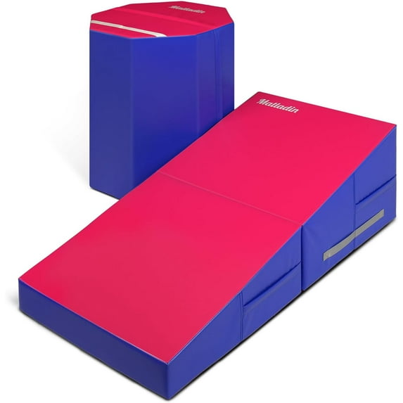 Matladin Folding Gymnastics Mat Set 4 Piece, Pink & Dark Purple