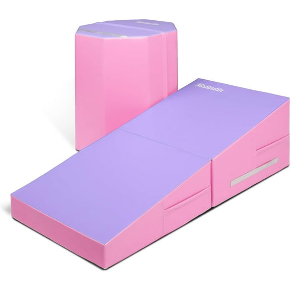 Matladin Gymnastics Mat Set, Incline Gymnastics Mat, 48"x24"x14" and Octagon Mat 24"x26" Skill Shape Tumbling Trainer Exercise Mat, Folding Gymnastics Cheese Wedge Mat