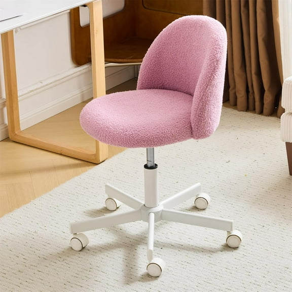 Matladin Modern Vanity Chair with Back, Silent Wheels, Velvet Desk Chair for Girls, Small Office Chair, Stylish and Comfortable