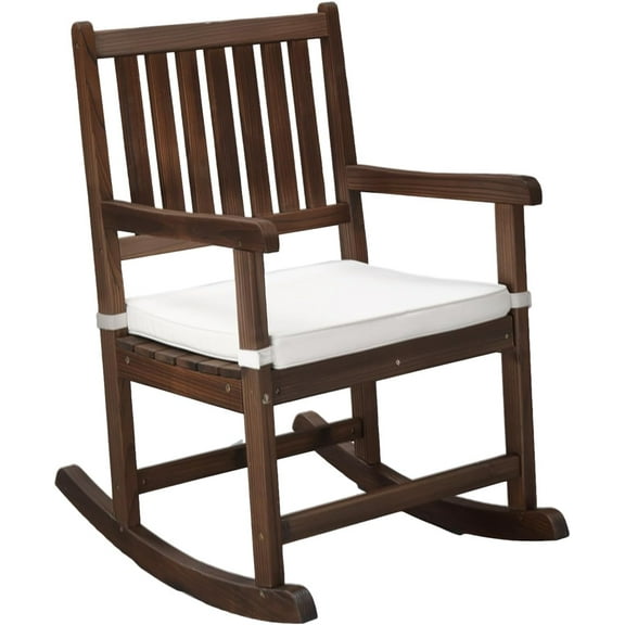 Matladin Outdoor Rocking Chair with Cushion, 450 lbs Heavy Duty, Wooden Weatherproof Patio Rocker for Outdoor or Indoors Use