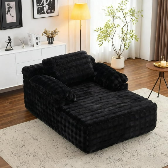 Matladin Single Sofa Bed, Upholstered Bubble Fleece Cloud, Oversized Boneless Couch Reading Chair , Comfy Sleeper Couches for Indoors