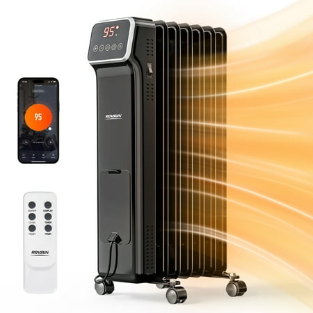 Matladin Space Heater, 1500W Portable Oil Filled Radiator Heater with Adjustable Thermostat, 24H Timer, Tip-Over & Overheat Protection, for Indoor Use