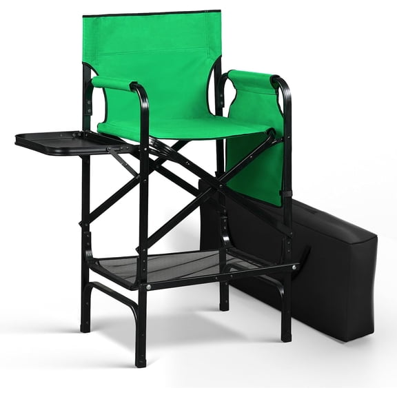 Matladin Tall Directors Chair with 30'' Seat Height, Portable Folding Chair with Side Table Storage Bag, Aluminum Frame, 300 lbs Capacity