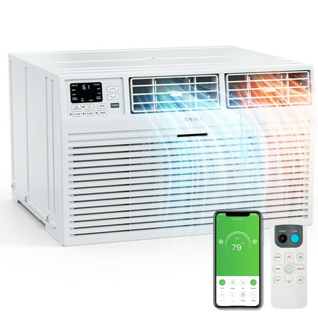 Matladin Wall Air Conditioner with Heat, 10000 BTU Wall AC Unit & Heater Combo with Remote, APP & Voice Control, Timer Function, 230V/60Hz