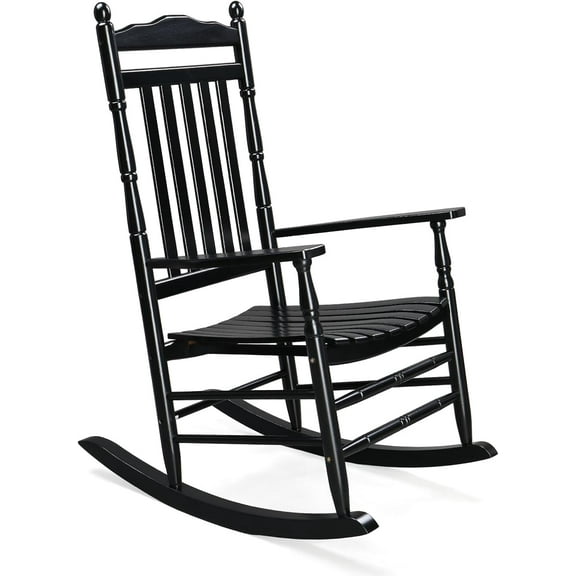 Matladin Wooden Rocking Chair with High Back Seat, 450 lbs Heavy Duty, Relaxing Solid Patio Rocker with comfortable Design, for Indoor and Outdoor