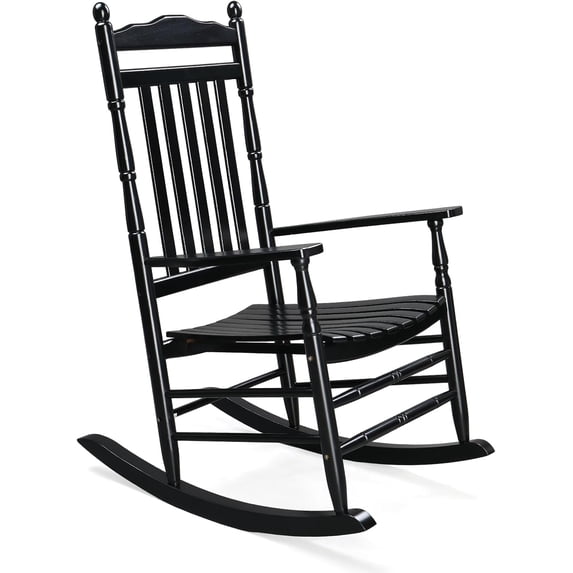Matladin Wooden Rocking Chair with High Back Seat, 450 lbs Heavy Duty, Relaxing Solid Patio Rocker with comfortable Design, for Indoor and Outdoor
