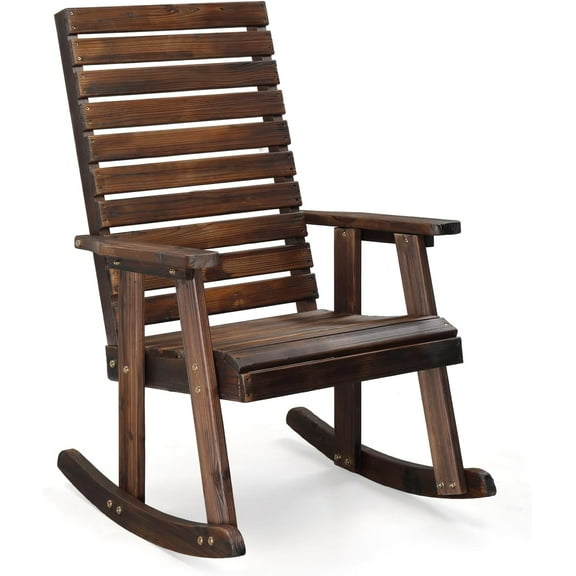 Matladin Wooden Rocking Chair with High Backrest, 600 lbs Heavy Duty, Solid Fir Wood, Patio Rockers for Indoor and Outdoor, Garden, Yard