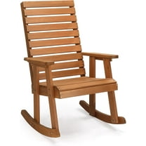 Matladin Wooden Rocking Chair with High Backrest, 600 lbs Heavy Duty, Solid Fir Wood, Patio Rockers for Indoor and Outdoor, Garden, Yard