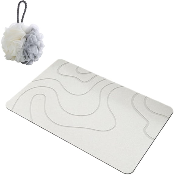 Matmend Bath Mat, Stone Bath Mat Diatomaceous Earth Shower Non-Slip Diatomite Stone Mats, Water Absorbing Rug Outside Shower, Absorbent Quick-Drying for Bathroom Floor, Ktichen
