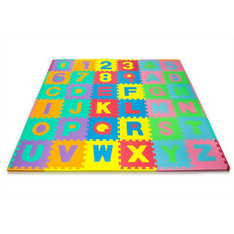 Foam Mat Puzzle Piece Play Mat Set - 36 Tile Pieces And Borders