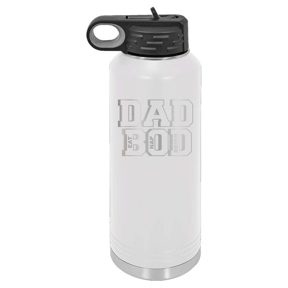 Mato & Hash 32oz Dad Bod Laser Engraved Water Bottle White LASLWB214 Dad S28