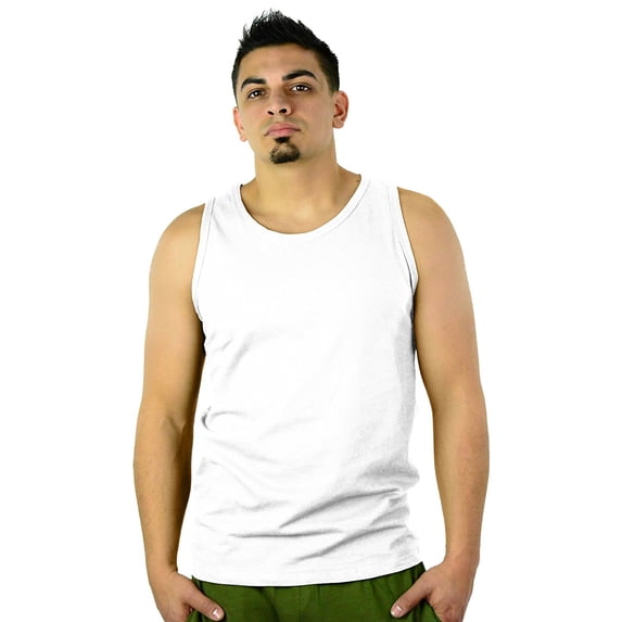 Mato & Hash Mens 100% Cotton Tank Top Shirt - White CA6100 XL