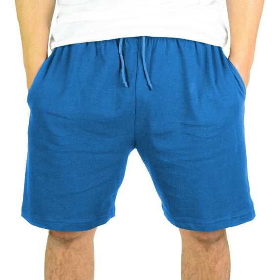 Mato & Hash Mens 100% Drawstring Cotton Gym Shorts With Pockets - Dark Cerulean Blue CA6000 2XL