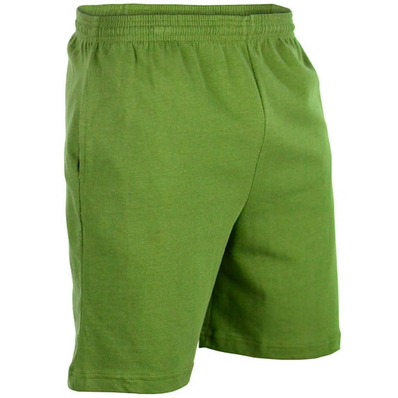 Mato & Hash Mens 100% Drawstring Cotton Gym Shorts With Pockets - Olive Drab CA6000 S
