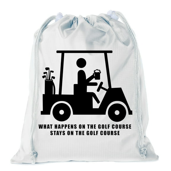 Mato & Hash Mini Drawstring Golf Bags | Golf Favor Bags for Leagues White
