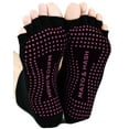 thumbnail image 1 of Mato & Hash Toeless Half Toe Yoga Socks With Grip - Black/Radiant Orchid CA7200 S/M, 1 of 2