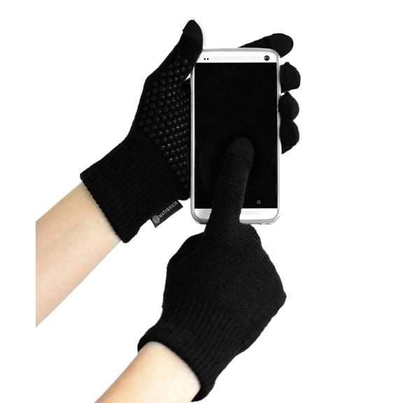 Mato & Hash Touchscreen Compatible Tech Gloves with Grip Palm - Black/Black CA7075