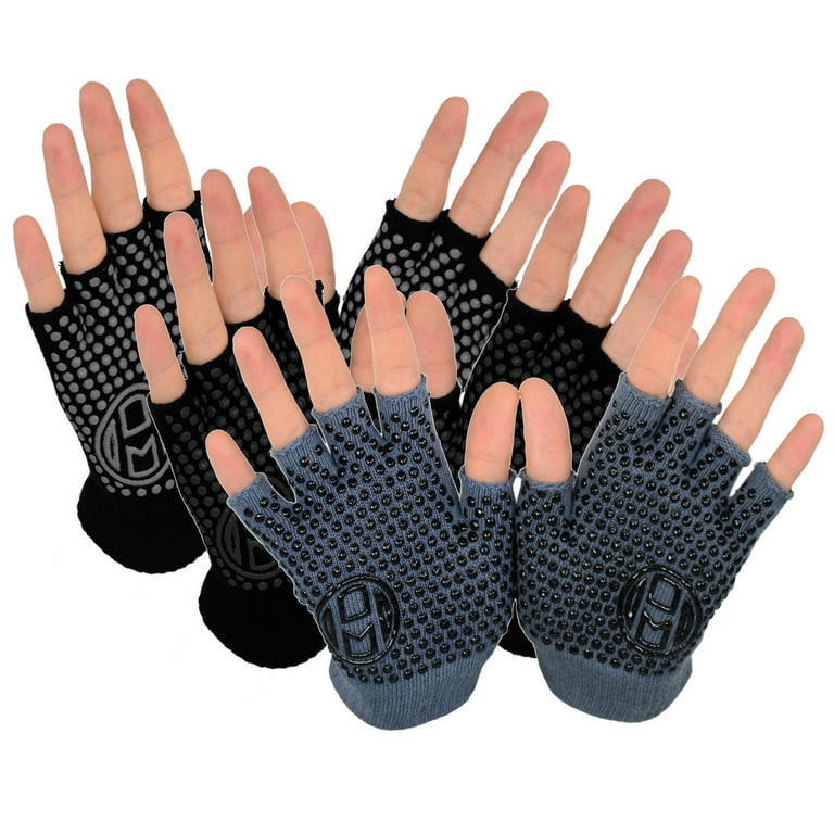 Mato & Hash Yoga Pilates Fingerless Exercise Grip Gloves - 3PK Dark Mix  CA7050 