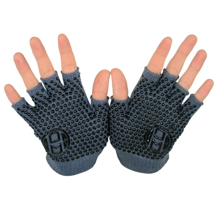 Mato & Hash Yoga Pilates Fingerless Exercise Grip Gloves - 3PK Grey CA7050