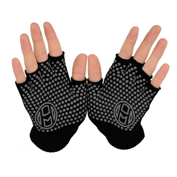 Mato & Hash Yoga Pilates Fingerless Exercise Grip Gloves - Black CA7050