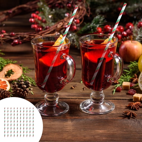 Matoen 10-Pack Christmas Party Snowflake Striped Paper Straws, Disposable Holiday Drinking Straws for Celebrations, Dinner, Family Gatherings, 19.5cm