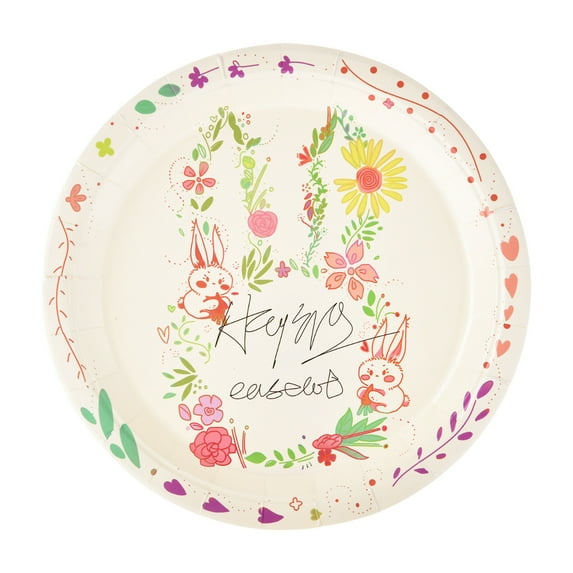 Matoen 10 Pcs Easter Paper Plates, Bunny Eggs Easter Disposable Dinner Dessert Salad Party Plates Serving Dish Tray for Spring Holiday Easter Decorations Party Supplies