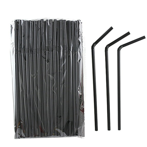 Matoen 100Pcs Plastic Straws, 7.8" Coffee Straws, Drinks and Coffee Stir Sticks, Cocktail Swizzle Sticks, Disposable Drinking Straws for Coffee & Cocktails (Black)