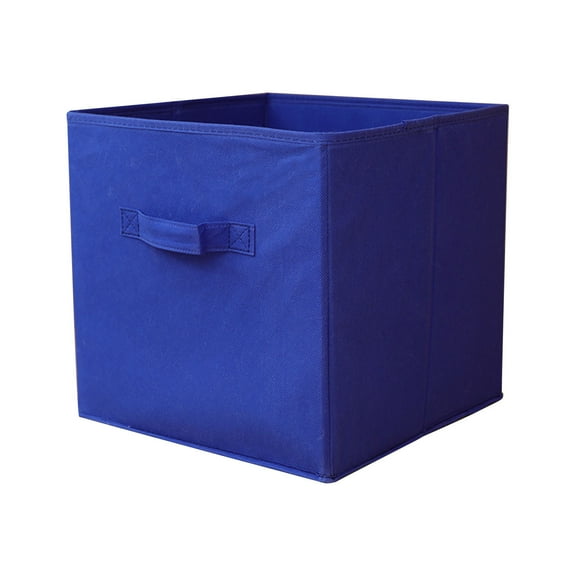 Matoen 12 Inch Fabric Storage Cubes - Sturdy Collapsible Storage Bins & Handle - Foldable Baskets for Organizing Clothes, Toys, Books - Blue Storage Baskets for Shelves, Kids Room, Closets