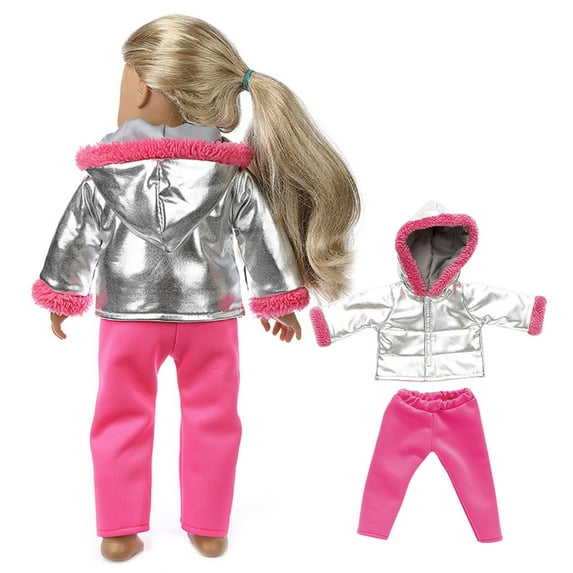 Matoen 18 Inch Doll Clothes Christmas Winter Doll Outfits Quilted Jacket Leggings Set and Pink Sparkling Jackets(Includes Jacket and Pants)