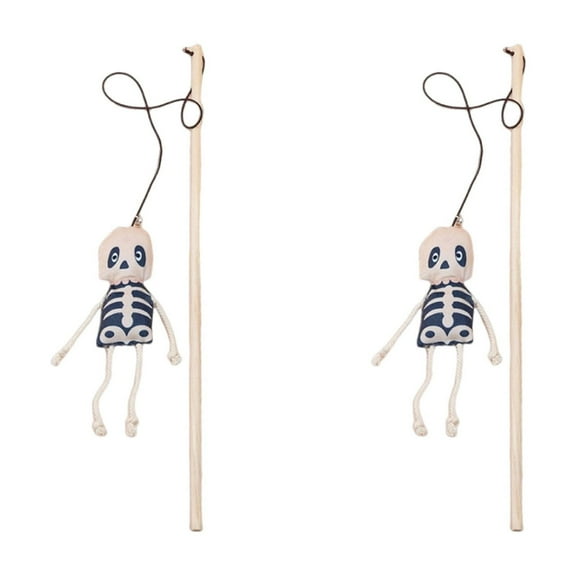 Matoen 2 Pcs Cat Teaser Halloween Toys Cat Toys Plastic Stick Interactive Teaser Cat Toy Wand Teasing Hangings for Cats, Indoor Cats Cute Tease Stick