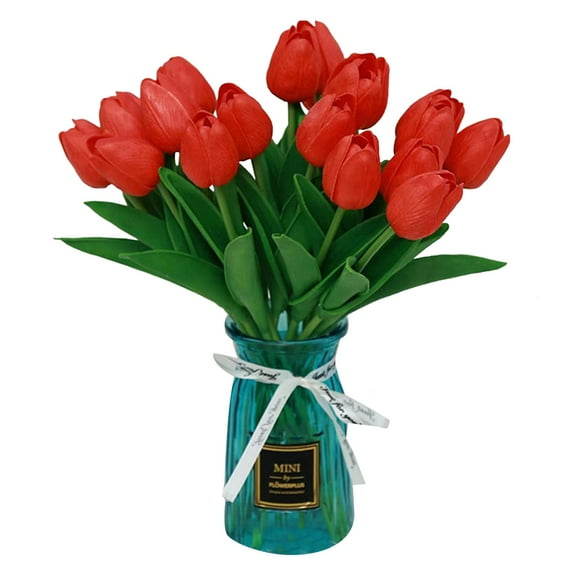 Matoen 20 Pcs Multicolor Artificial Tulip Flowers Fake Tulips PU Real Touch Faux Flowers Bouquet for Room Office Table Party Spring Wedding Home Decorations