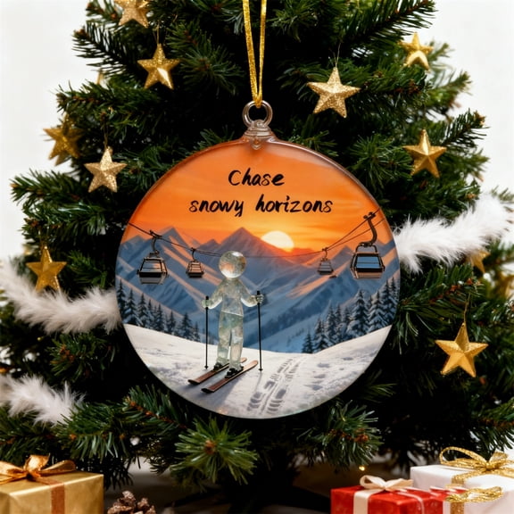 Matoen 2D Ski Christmas Ornament Pendant, Festive Skiing Holiday Decor for Tree & Home, Durable Hanging Decoration for Holiday Traditions & Gift Giving