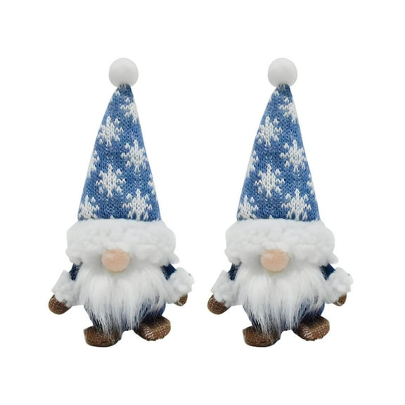 Matoen 2Pcs Christmas Gnomes Plush Elf Decoration, Handmade Winter Gnomes Snowflake for Home Office Table Ornament Tiered Tray Party Decor