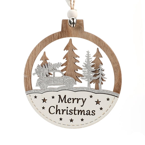 Matoen 2Pcs Christmas Tree Decorations Ornament Set for Winter Christmas Decor, Merry Christmas Wooden Hanging Ornaments, 4 Inches Hanging Decor for Xmas Holiday Party