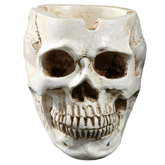 Matoen 2Pcs Halloween Resin Human Skull Ashtray, Polyresin Sugar Skull Ashtray, Skull Hand Painted Resin Ashtray for Bar Accessories,Smoking Room Decor for Smokers