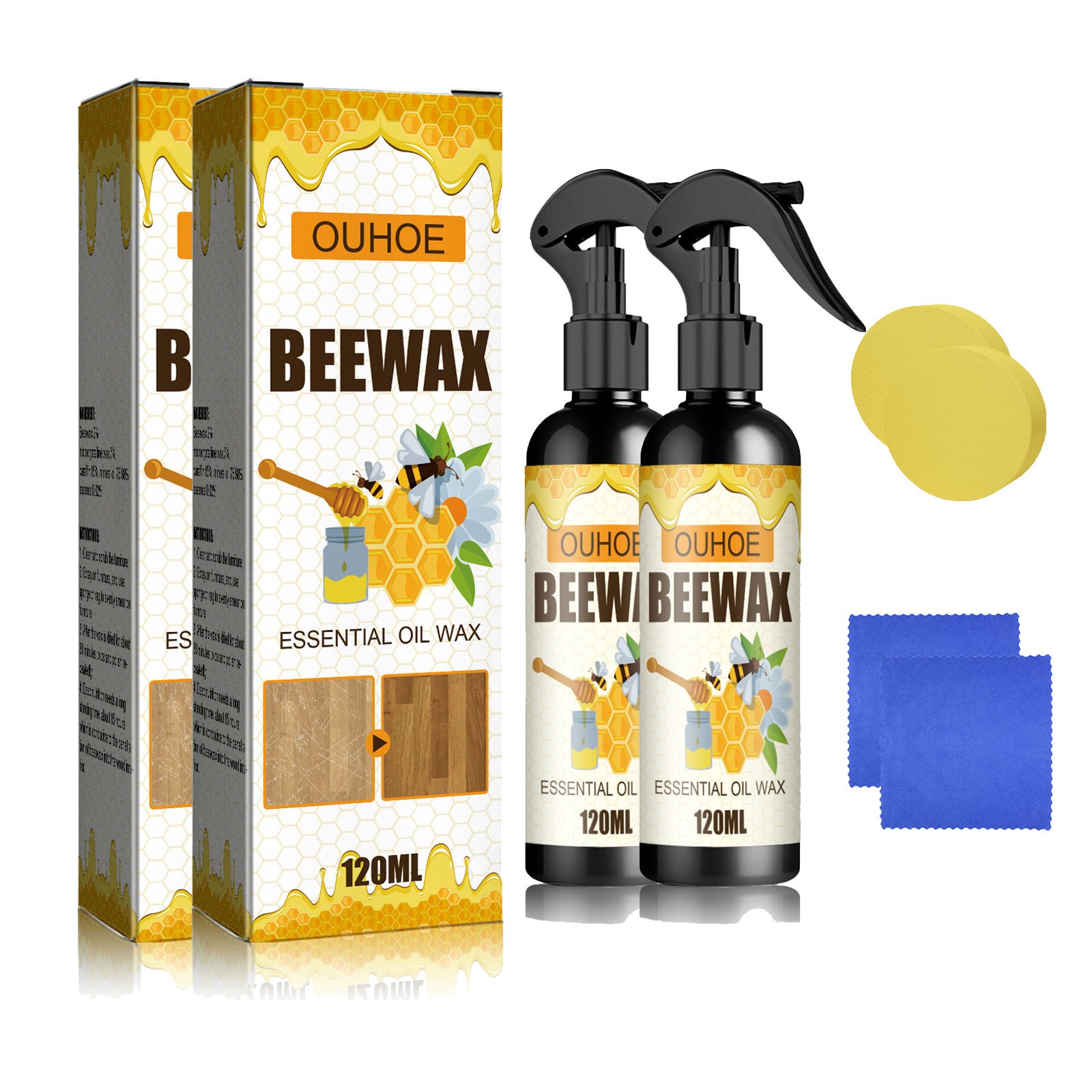 Matoen 2Pcs Natural Beeswax Spray, Bees Wax Furniture Polish and