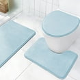 thumbnail image 1 of Matoen 3 Piece Bathroom Rug Set Includes Bath Rug, Contour Mat and Toilet Lid Cover, Machine Washable, Super Soft Microfiber & Non Slip Bath Rugs with Rubber Backing Solid (Blue), 1 of 8