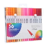 Matoen 36-Color Double Tip Highlighter Marker Pens Set - Dual Ended Fine & Broad Tip for Hand Lettering, Coloring Books & Note Taking, Vibrant Watercolor Markers for Juniors & Adults