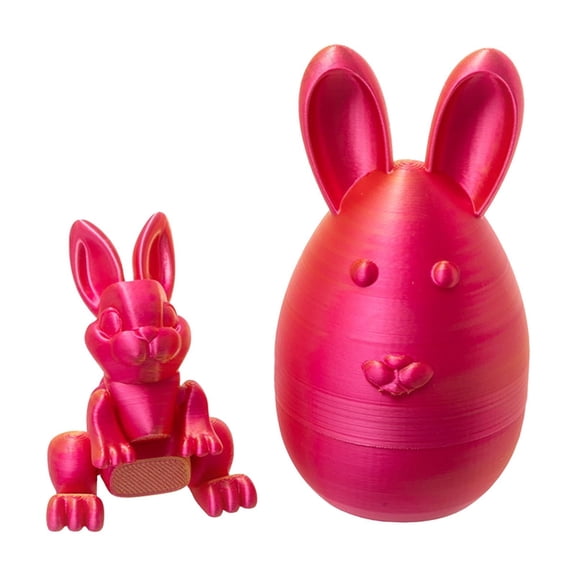 Matoen 3D Printed Easter Bunny Eggs, Easter Gifts for Kids, Home Desk Decor, Cute Rabbit Eggs Easter Basket Stuffers Toy Gift for Boys and Girls (Red)