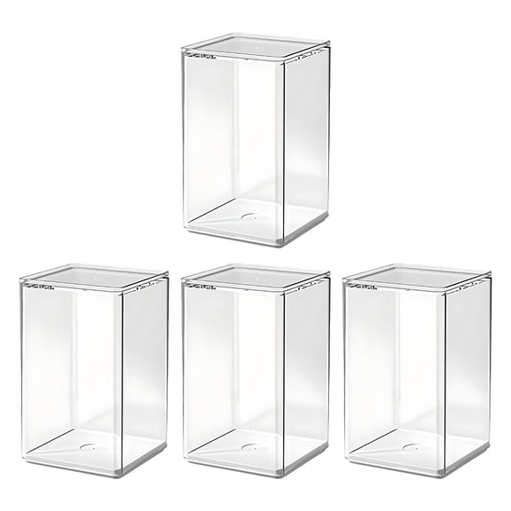 Matoen 4 Pcs Display Boxes Clear Acrylic Figures Display Case Stackable Blind Box for Collectibles-Figures, Fully Assembled Dustproof Storage Organizer Box for Collectibles Action Figures