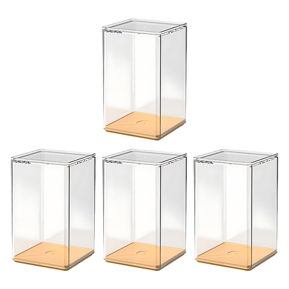 Matoen 4 Pcs Display Boxes Clear Acrylic Figures Display Case Stackable Blind Box for Collectibles-Figures, Fully Assembled Dustproof Storage Organizer Box for Collectibles Action Figures