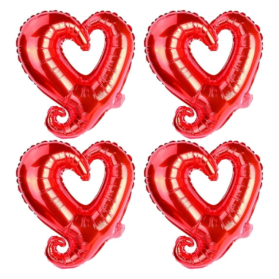 Matoen 4 Pcs Valentine's Day Foil Heart Shaped Balloons 18 Inch, Red Heart Balloon for Wedding Birthday Valentine's Day Party Decoration
