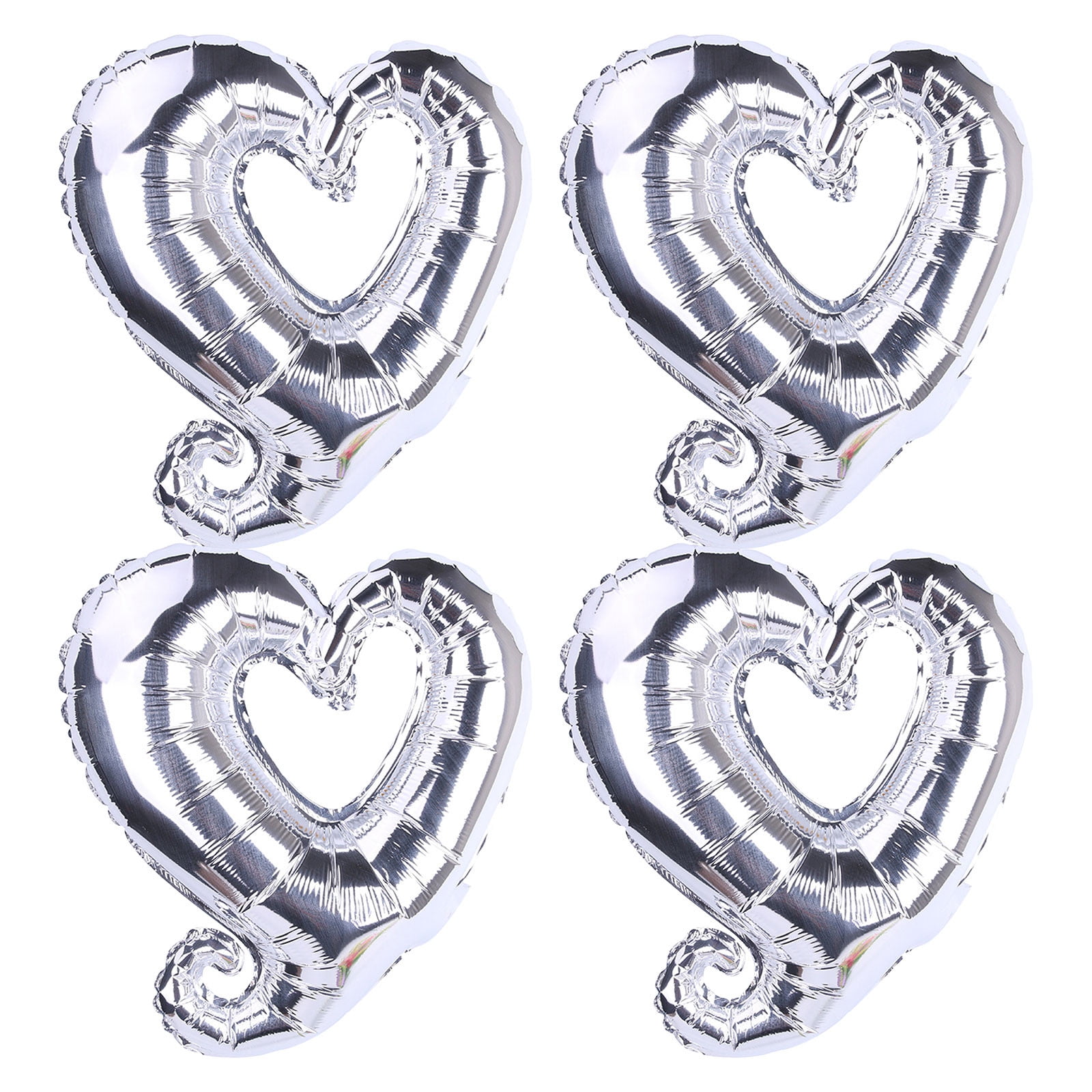 Matoen 4 Pcs Valentine's Day Foil Heart Shaped Balloons 18 Inch, Silver Heart Balloon for Wedding Birthday Valentine's Day Party Decoration